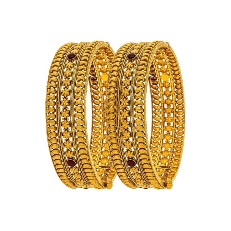 Opulent Die Stamp Floral Gold Bangles