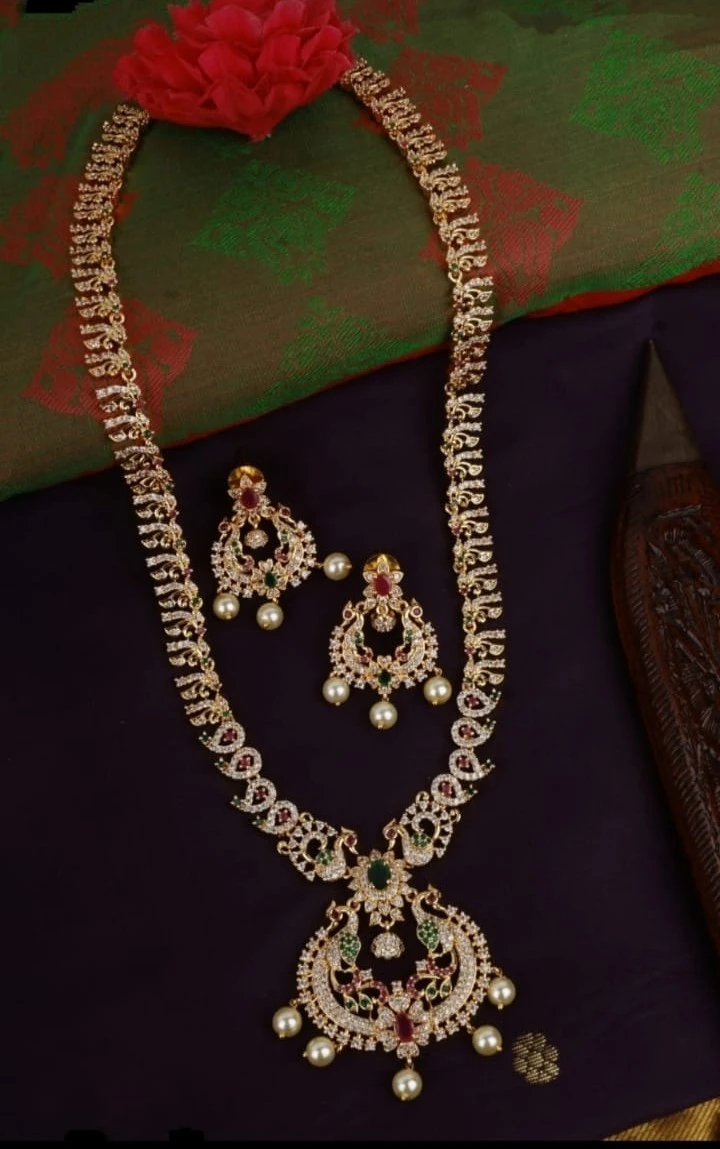 Traditional Peacock Design Gold Plated Necklace Set