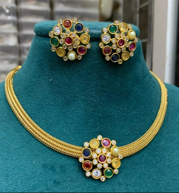 Navaratna necklace with earrings
