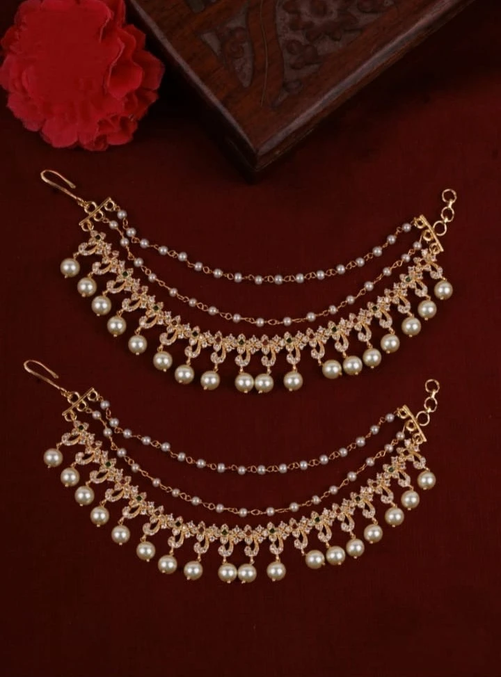 Gold-Plated Pearl Drop Elegant Anklet (Pair)
