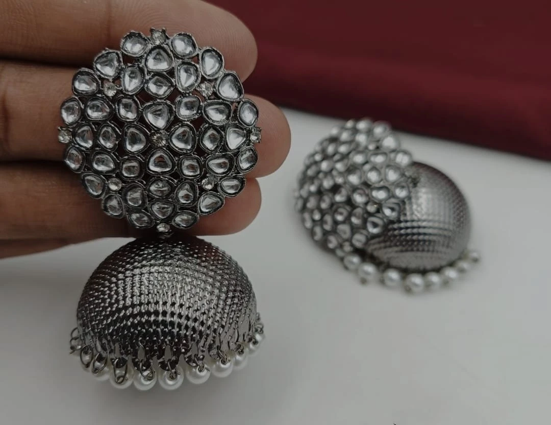Premium Quality German Silver Jhumkas
