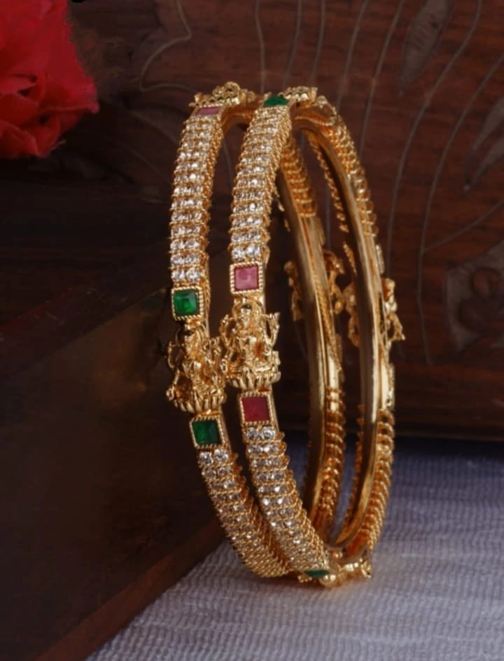 Premium Quality Stone Temple Matte Finish Bangles