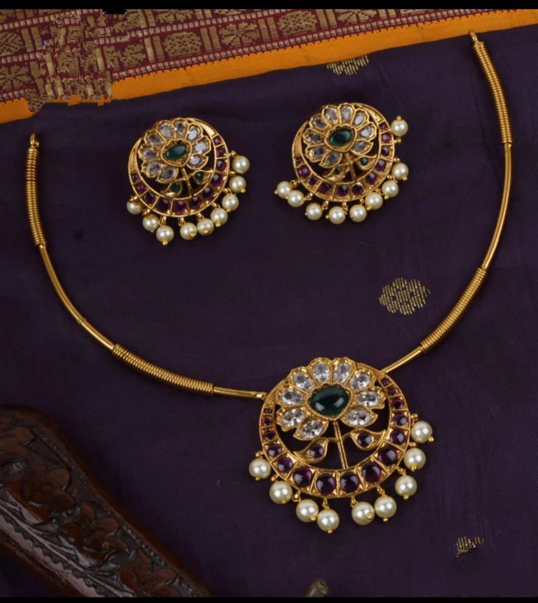 Premium Quality Kanti Stone Necklace Set